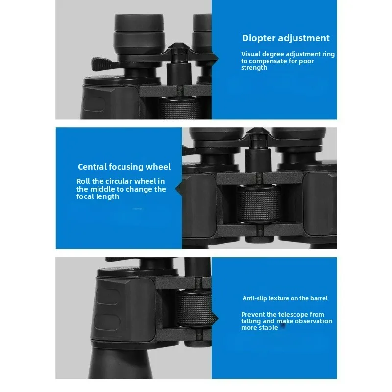 Binoculares con zoom de 10-380x100 con alta definición y gran aumento para senderismo al aire libre, visión nocturna y caza portátil