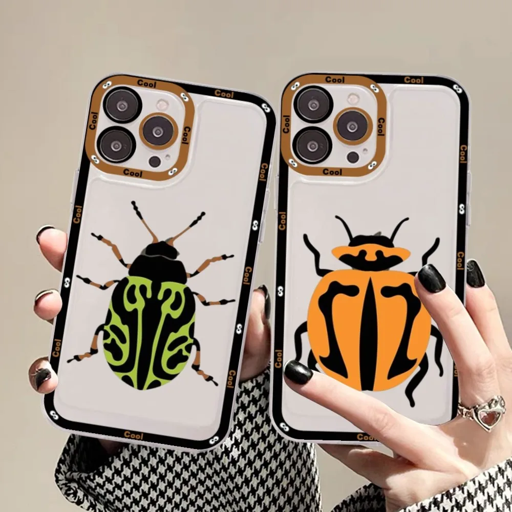 Bug Beetles Insects Phone Case For iPhone 15 11 12 13 14 Mini Pro Max XR X XS TPU Clear Case