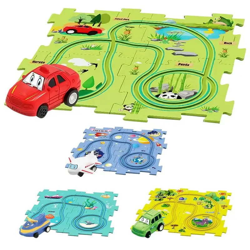 

Flexible Railway Track Car Toy Parent-child Interactive Assembly Educational DIY Electric Road Race Car Set Toys For Kids