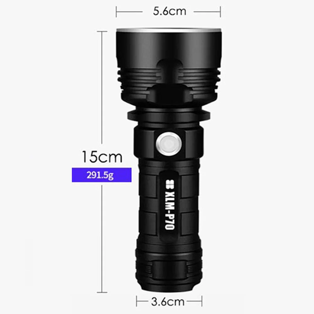 ไฟฉาย LED ประสิทธิภาพสูงโคมไฟตั้งแคมป์กันน้ำ USB ชาร์จไฟได้ไฟฉายกลางแจ้งแบตเตอรี่26650แบบชาร์จไฟได้ขายส่ง