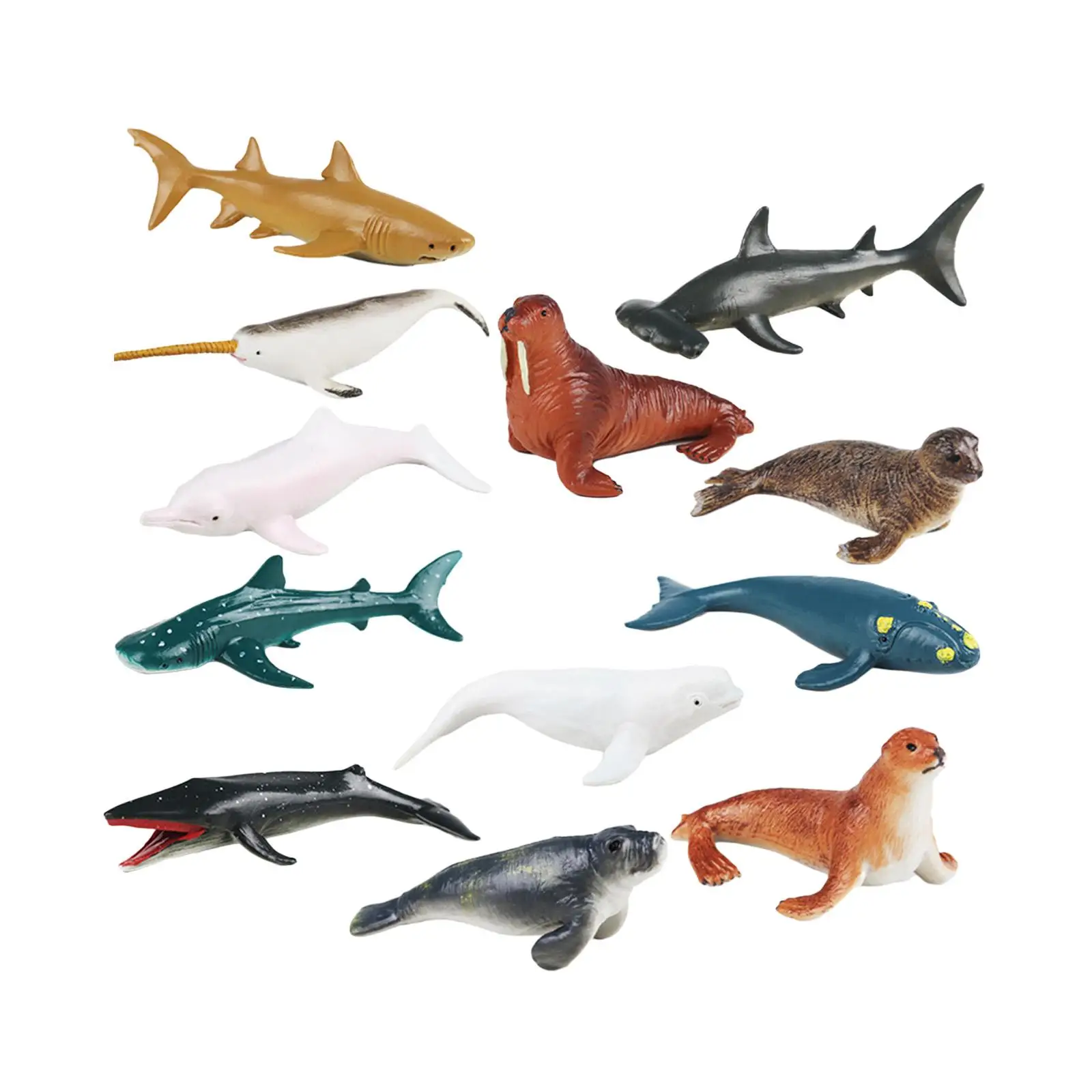 12Pcs Marine Animal Toys Educational Collections Valentines Day Gifts for Kindergarten Holiday Classroom Party Favors Festivals