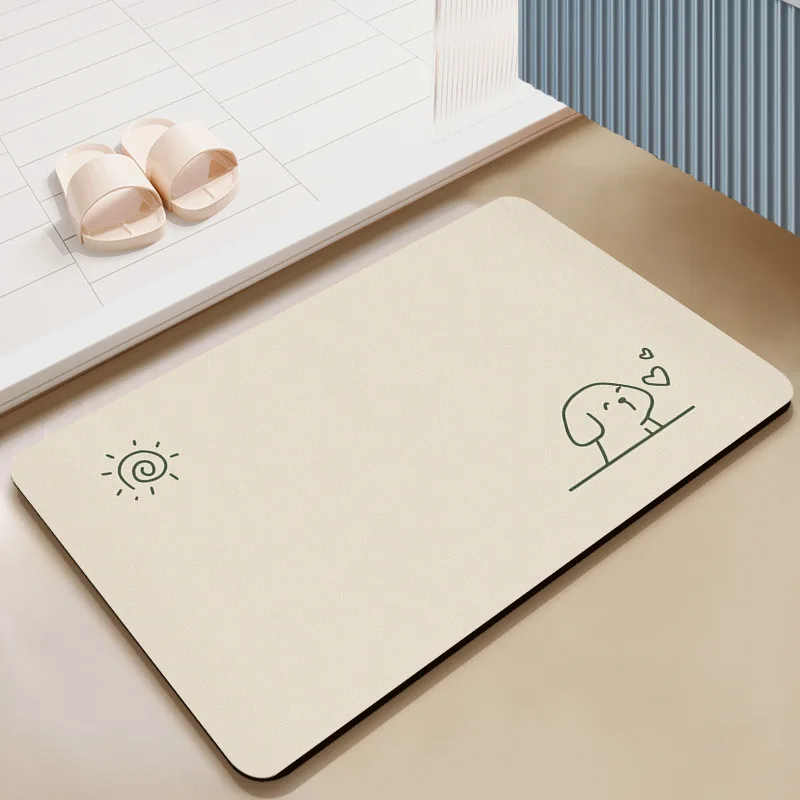 

Современный и простой стиль, кремовый бытовой коврик из диатомовой грязи, противоскользящий впитывающий коврик для ванной комнаты