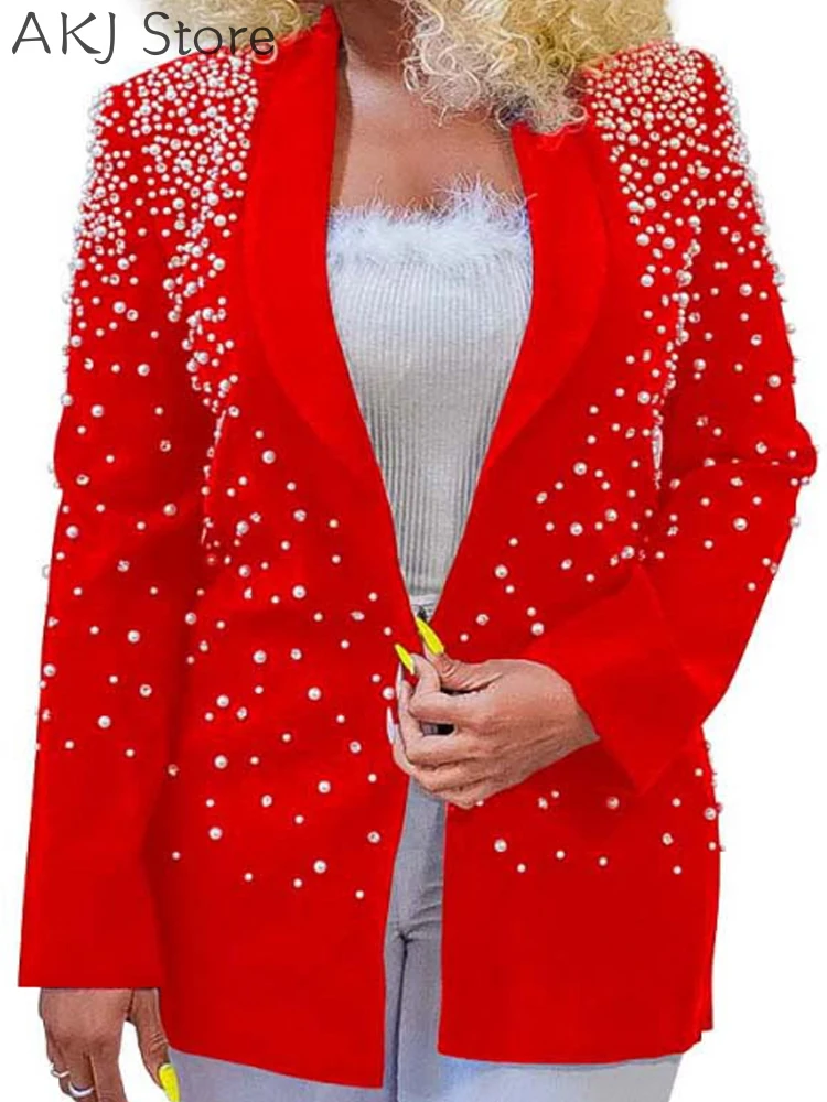 Women Elegant Long Sleeve Beaded Work Blazer Coat