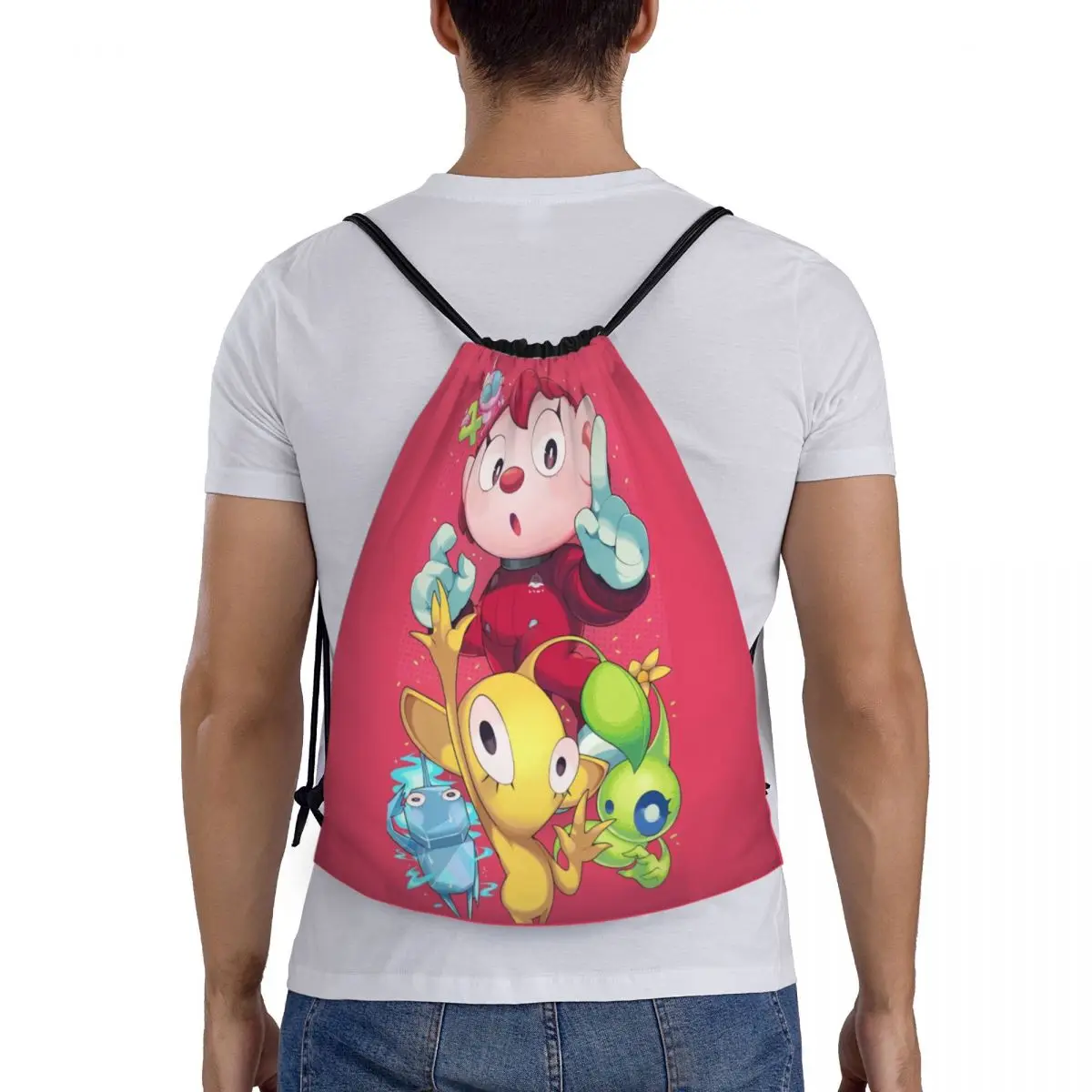 Benutzer definierte Pikmins Serie Video Gamer Kordel zug Rucksack Taschen Frauen Männer leichte Cartoon Gym Sport Sackpack Säcke für unterwegs