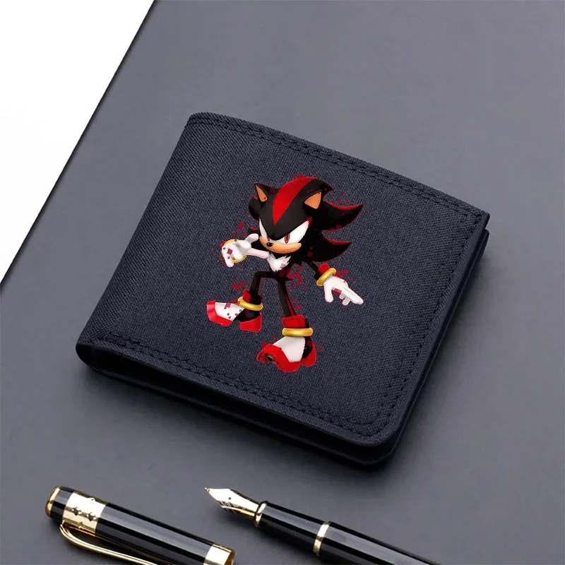 Sonics Men Anime Folding Wallet Adult Fashion Printed Card Holder Boy Cartoon Cute Coin Purse Children Money Bag Christmas Gifts