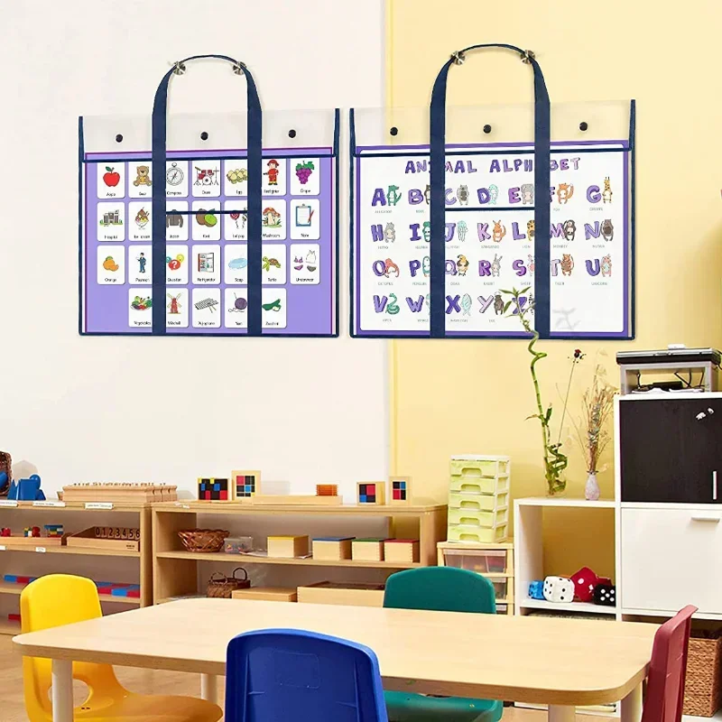 Large Capacity Durable Art Portfolio Organizer with Pocket, Large Poster Storage Bag, Art PVC Storage Pocket