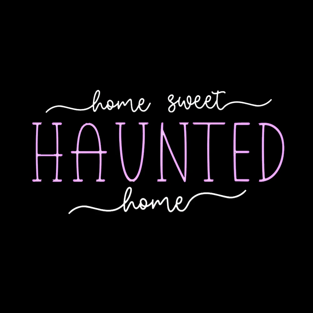 Home Sweet Haunted Halloween Housewarming Custom Handmade Real Glass Tube Party Decor Display Light Personalized Lamp 24