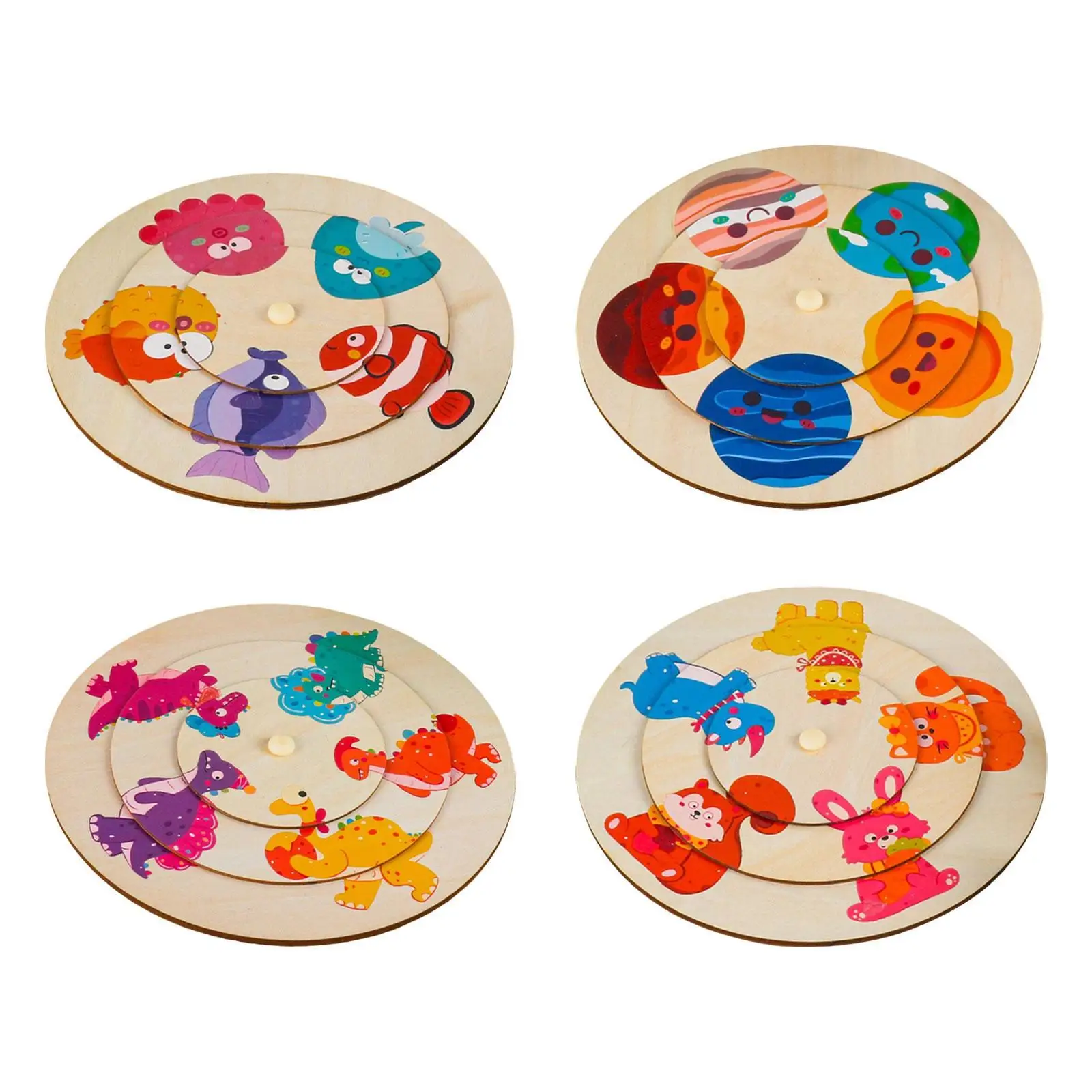 

Wooden Puzzles Preschool Birthday Gift Learning Educational Wooden Puzzle Color Toy for Toddlers Boys Girls 2-5 Years Old
