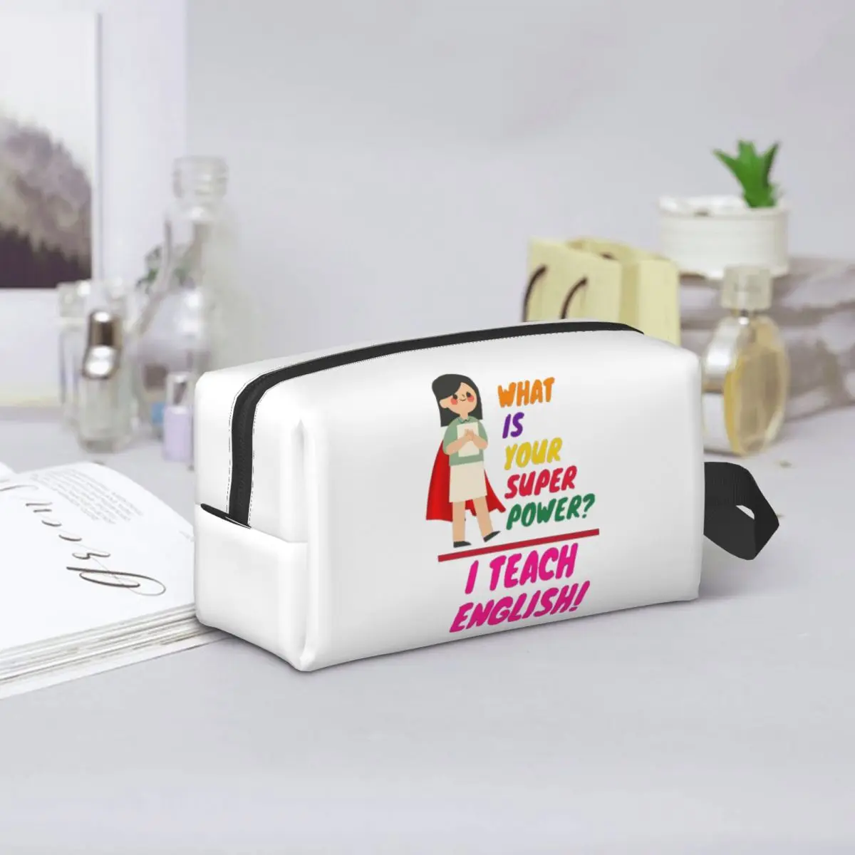 English Teacher Appreciation Makeup Bag Cosmetic Organizer Storage Dopp Kit Toiletry Cosmetic Bag for Women Beauty Travel