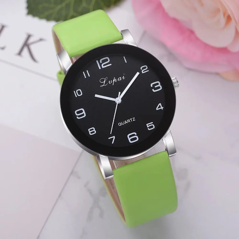 2024 Women Black Watch Hot Sale Leather Band Stainless Steel Analog Quartz Wristwatch Lady Female Casual Watches