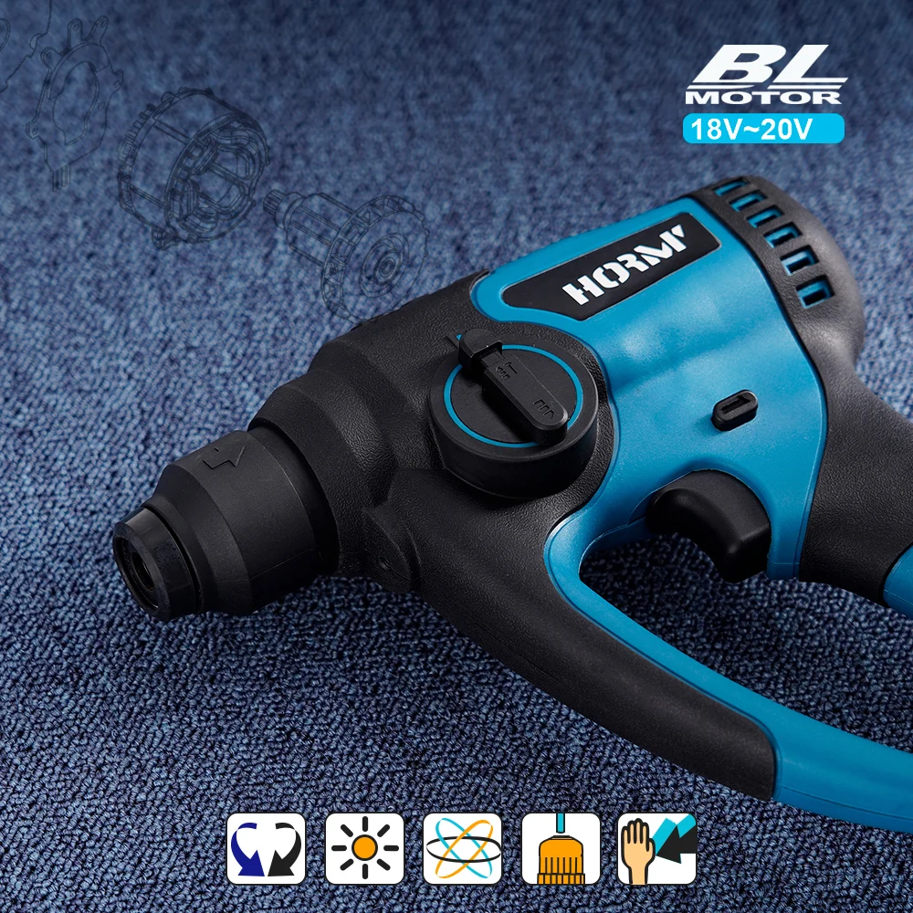 Brushless Cordless Hammer Drill Demolition Hammer Charged Electric Drill Rotary Power Tool No Battery For Makita 18V Battery