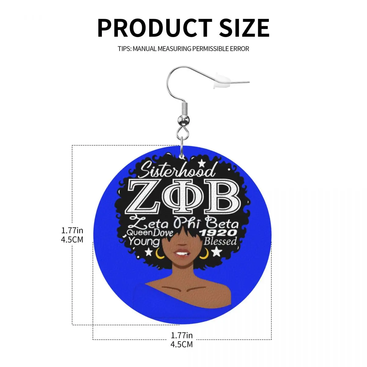 Anting Kulit Bentuk Tetesan Air Mata Custom Zeta Phi Beta ZOB untuk Wanita, Anting Kulit Fashion Ringan untuk Pesta dan Liburan