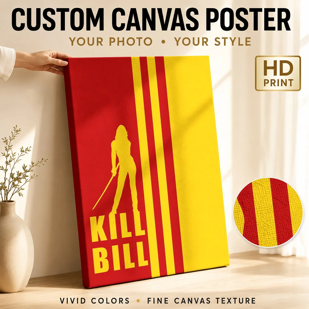 Kill Bill Minimalist Framed Canvas Print Poster Personalized Modern Abstract Wall Paintings Decoration for Living Room Bedroom