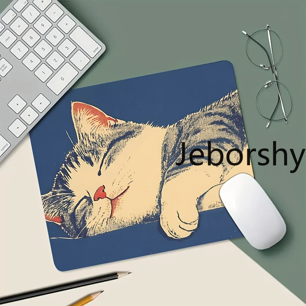 

Vintage Style Sleeping Tabby Cat Print Gaming Mouse Pad Non-slip Desk Mat Perfect Gift for Cat Lovers