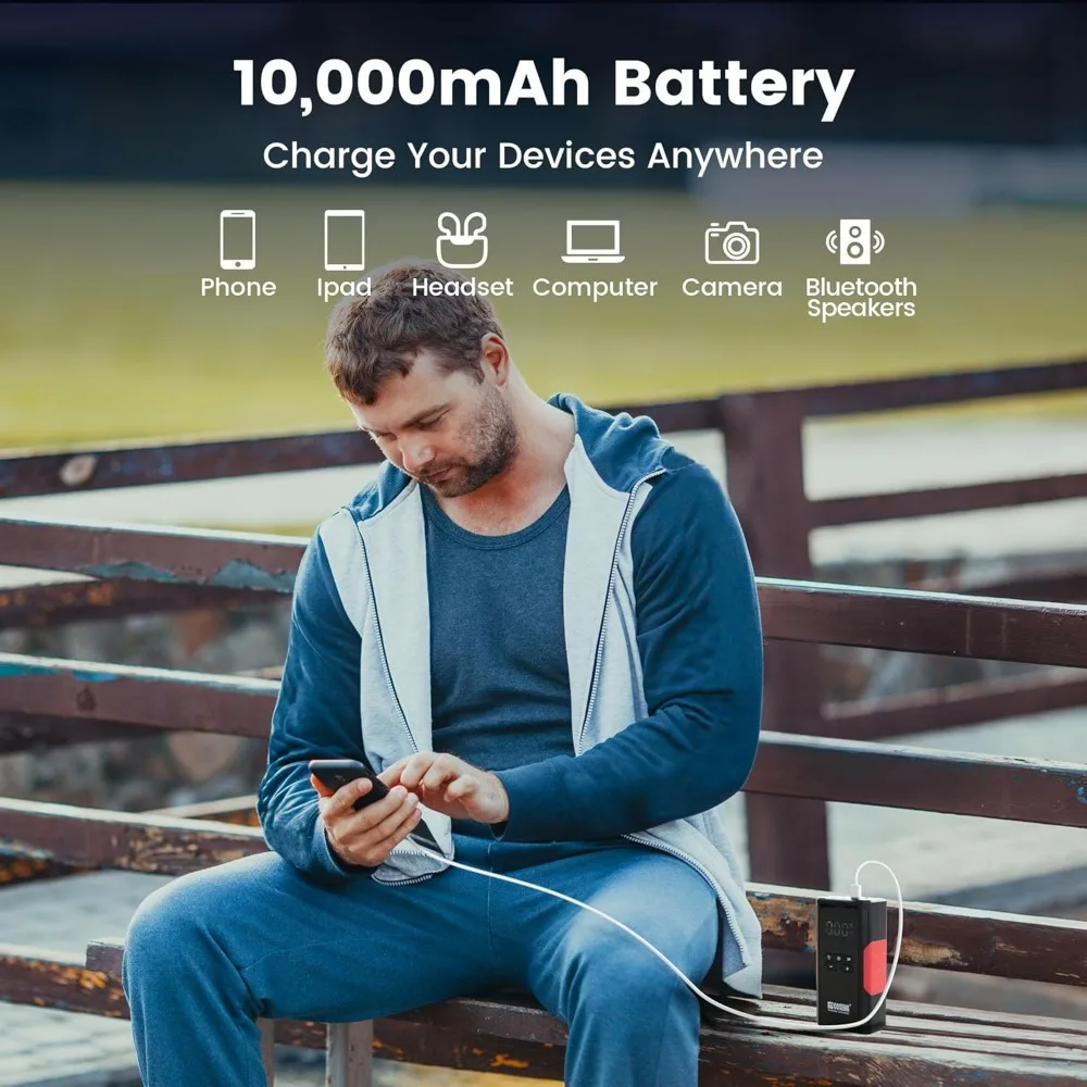 J26 مشغل قفز السيارة المحمول مع ضاغط الهواء، معزز بطارية السيارة 3500 أمبير 12 فولت (جميع محركات الديزل التي تصل إلى 6.0 لتر)، 150 رطل لكل بوصة مربعة T