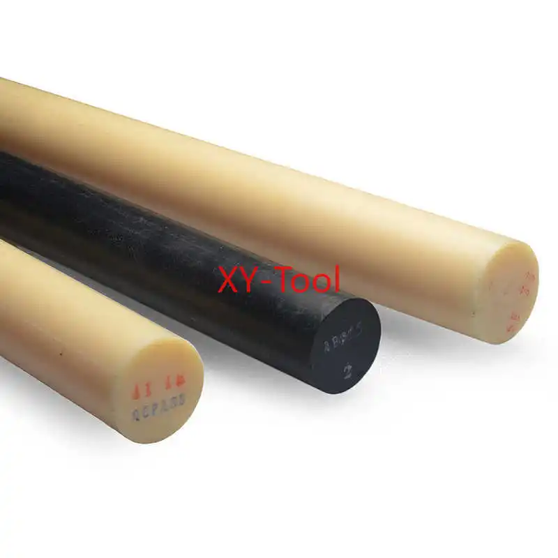 Balck/Beige ABS Rod Solid Plastic Round Bar Hard Insulation Rod CNC Machinable Dia 2/3/4/5/6/8/10/12/15/20/25/30/35/40mm