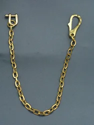 37cm short Soild brass Trousers Jeans Wallet square wire ovel link Chain Keychain twisted snap Snap Buckle Hook Cowboy Chains