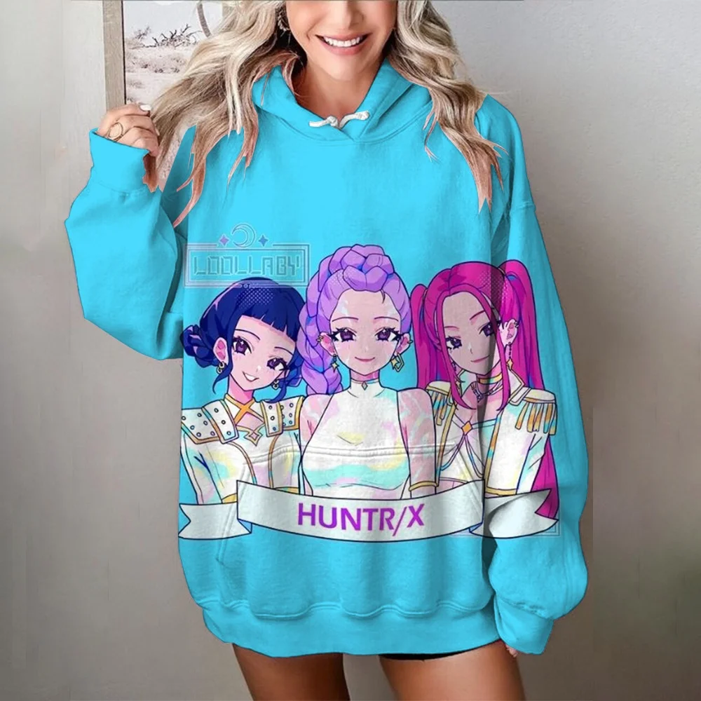 

Women's KPop Demon Hunters Hoodie Autumn Winter Warm Pullover Starry Gradient Design & "Rumi" "Zoey" Lettering Trendy Casual Top