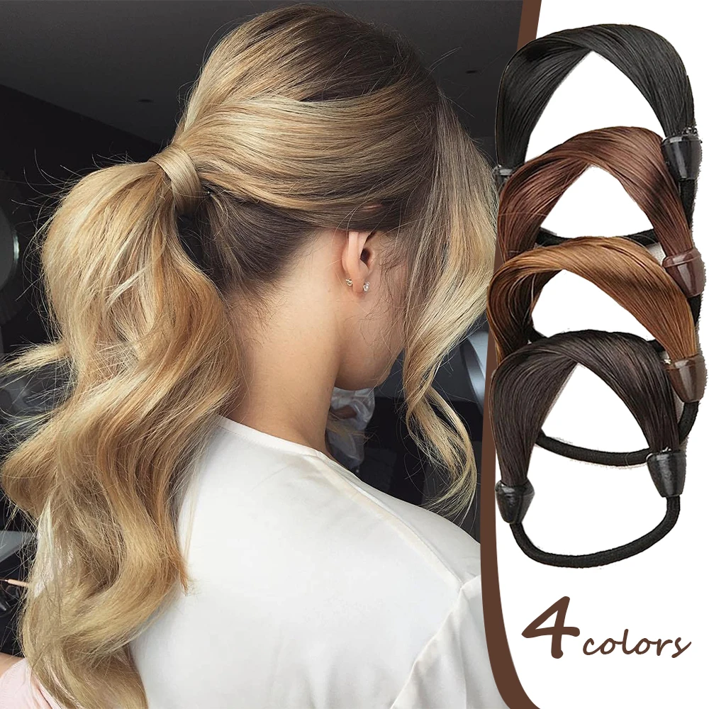

Faux Wig Elastics Hair Ties for Women Girl Ponytail Wrap Holders Hair Band Simple Temperament Headwear Hair Accessories