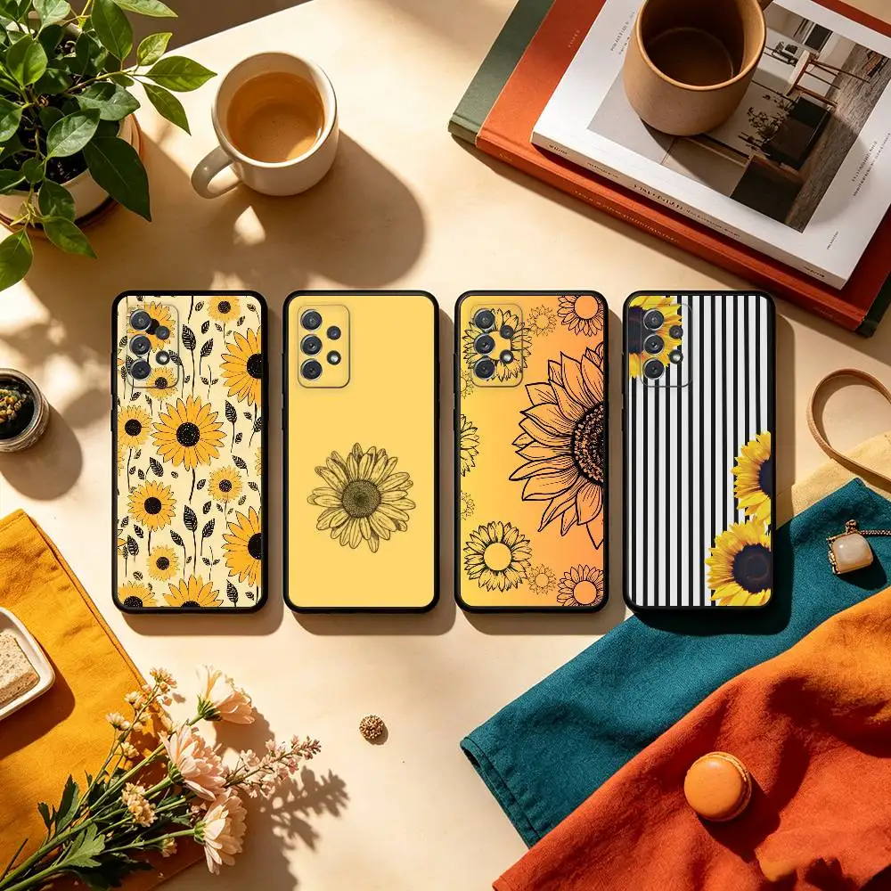 Beautiful Sunflowers  Soft Silicone Black Cover Phone Case For Samsung Galaxy A73,A72,A71,A70,A53,A52,A51
