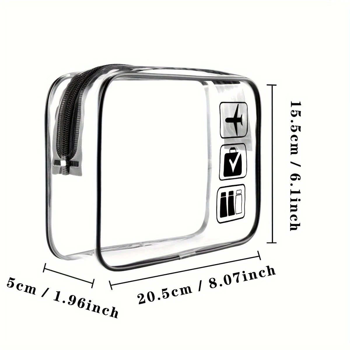 1pc Clear PVC Travel Cosmetic Bag, Airport Security Friendly Transparent Toiletry Pouch, With Support Frame & Metal Lock Zipper,