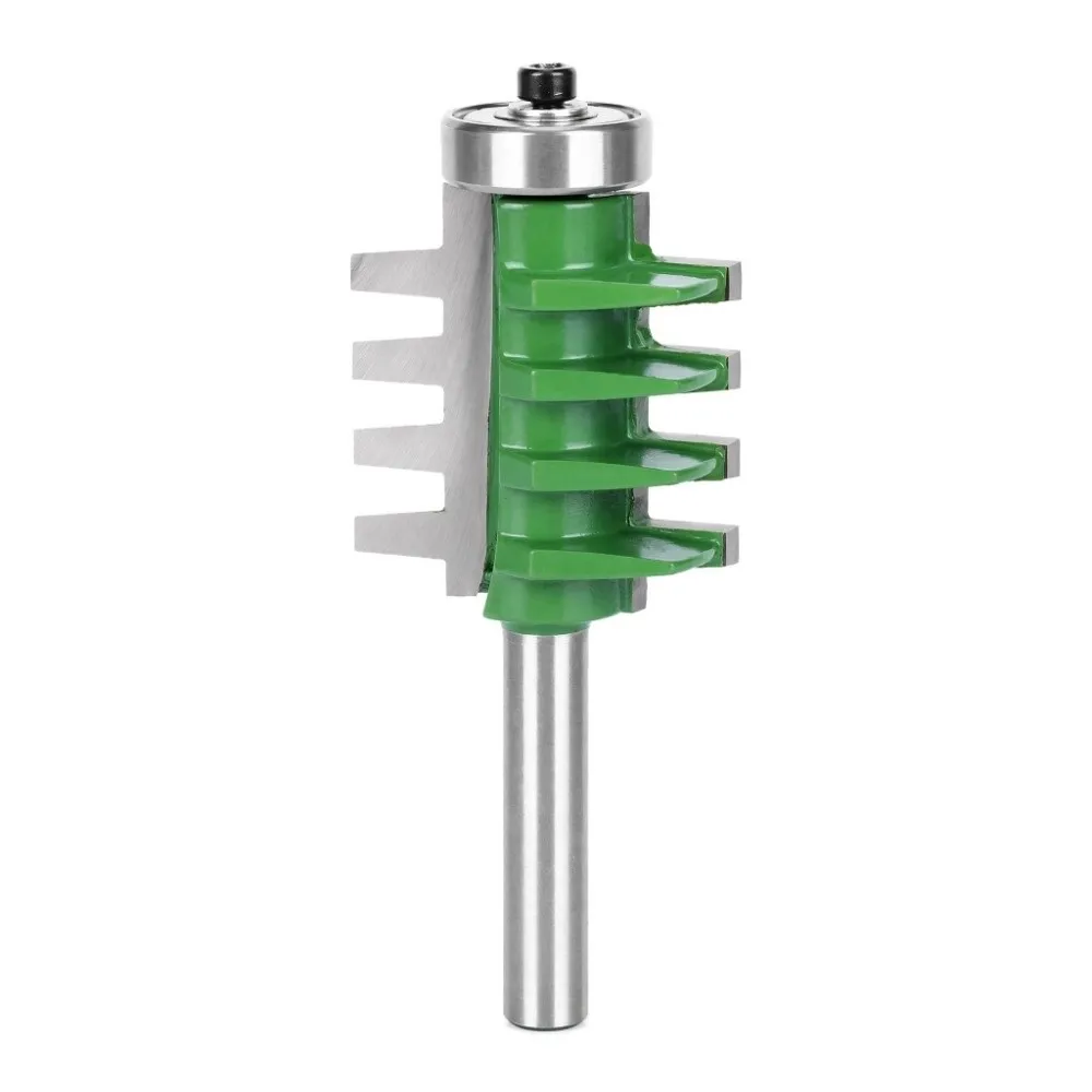 8x34.9mm Size Finger Joint Router Bit Cemented Carbide 8mm Shank Carbide Router Bit Green Color Reversible Design