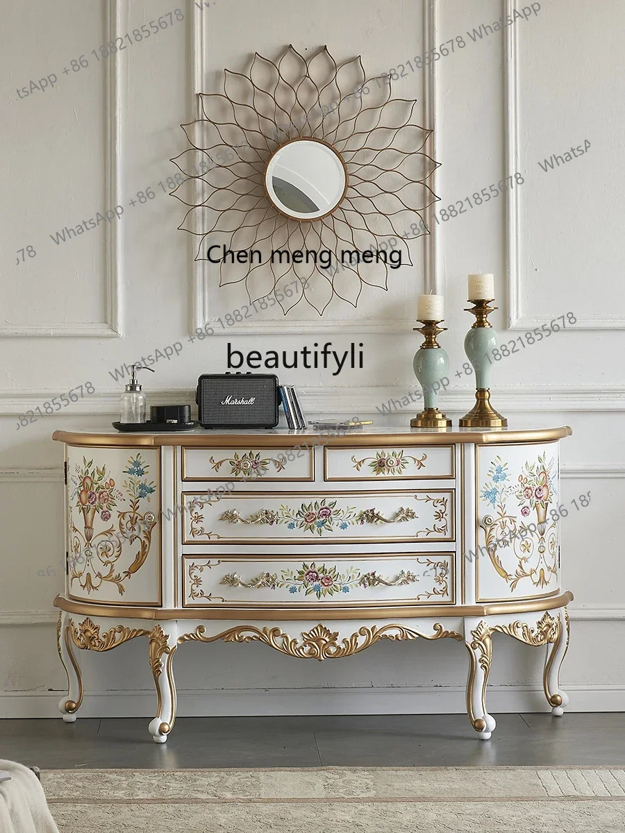 

zxEuropean Modern Hallway New Living Room Entrance Entrance Cabinet Light Luxury Painted Solid Wood Table