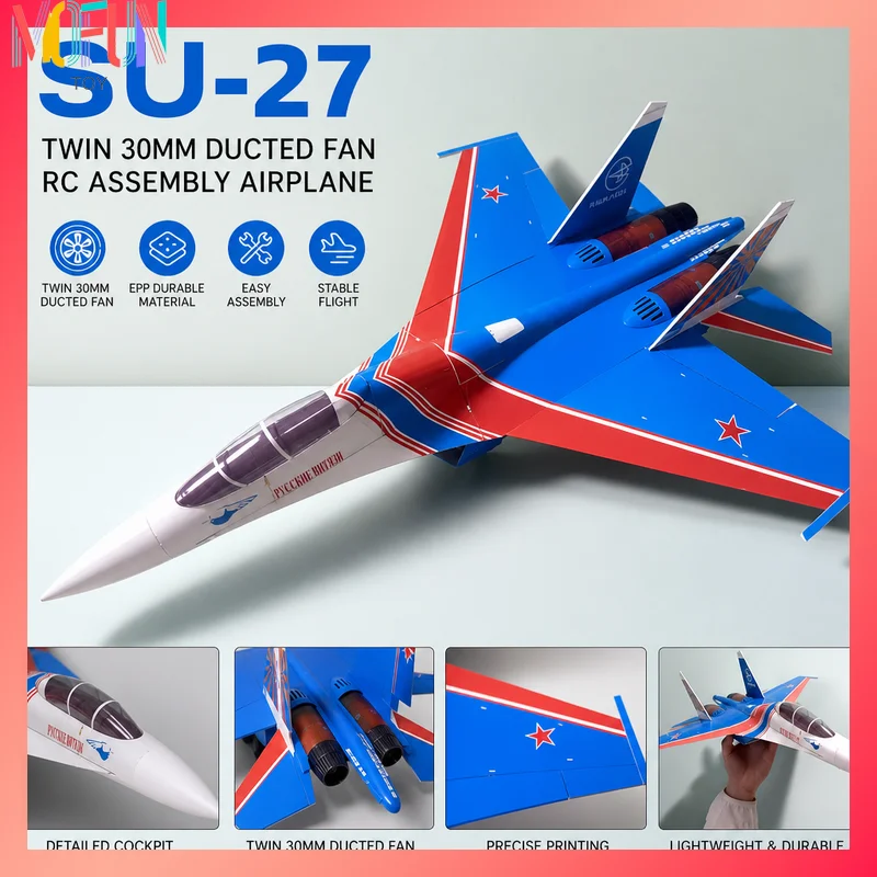 Su-27 Ducted Fan RC Fighter Jet Model Dual 30mm EDF Power DIY Assembled Fixed-Wing Desktop Ornament Realistic Scale Aircraft