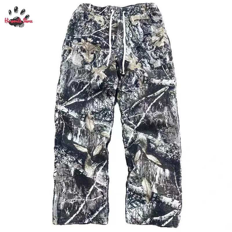 

Leaf Camouflage Retro Washed High Street Straight Casual Men Woman Pants Good Quality Functional Tactical Functional Sweatpants