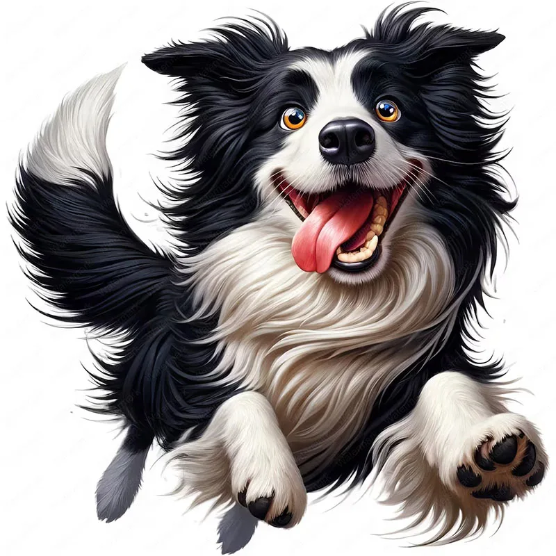 T2118#Playful Funny Border Collie Self-Adhesive Toilet Stickers,Wall Decal Removable, Reusable Vinyl Car Sticker for Toilet Lid