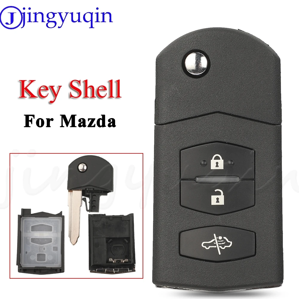 

jingyuqin 3 Buttons Remote Car Key Shell For Mazda 2 3 5 6 MX5 RX8 CX7 Folding Auto Key Case Housing Replacement MAZ24