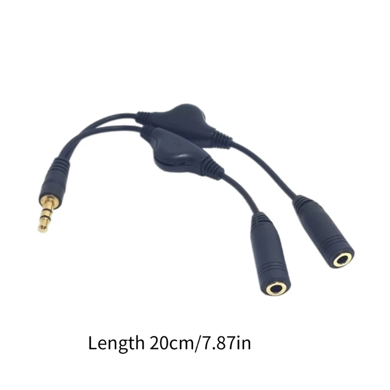 Adapter zestawu słuchawkowego Mikrofon do słuchawek Rozgałęźnik Y 3,5 mm Audio męski na 2 żeńskie do słuchawek Rozgałęźnik adaptera z regulacją