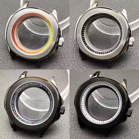 39.5mm Silver Steel Case Chapter Ring FIT N H35/NH70 Movement Watch Sapphire Glass Watch Accessories Watch Box