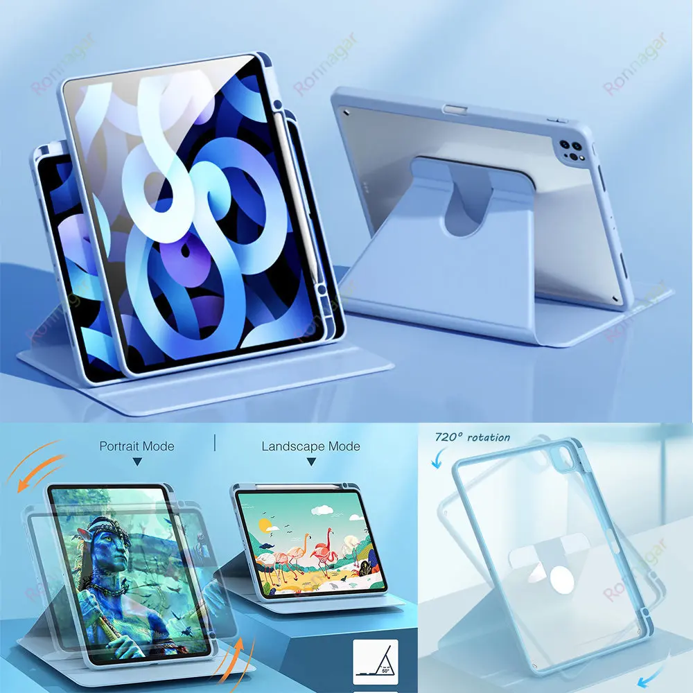 360° Rotating Funda Case for iPad Air 5th Generation 2022 iPad Air 4th Gen iPad 10.2 Case iPad 7/ 8 /9th Generation Hybrid Case