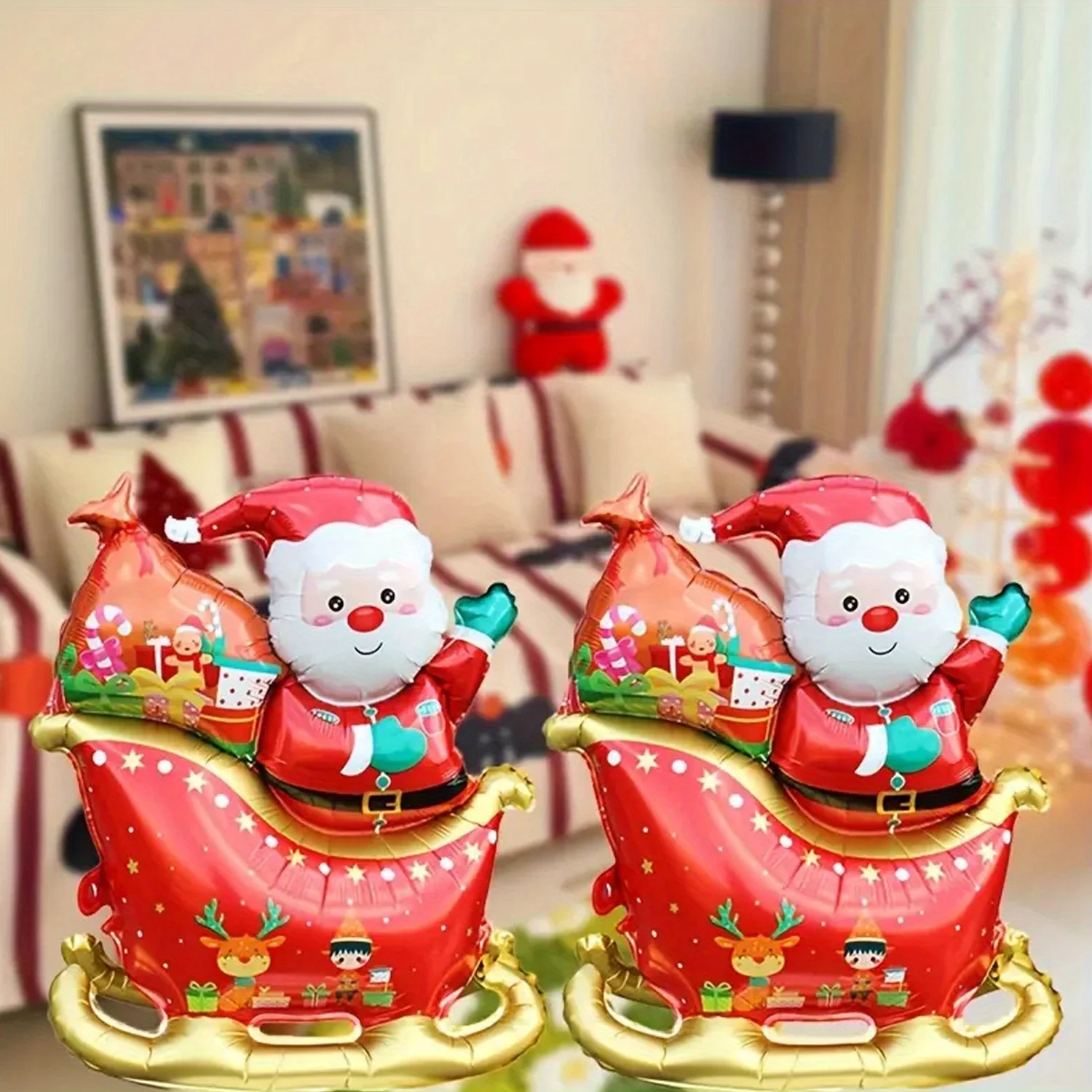 2/3 stücke Santa Claus Schlitten Goldene Rentier Folie Ballon Set Weihnachten Dekoration Neue Jahr Party Ballons Festliche Fotografie Prop