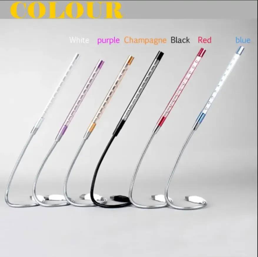 Lampe de lecture flexible pour ordinateur portable, lampe LED USB, 6 couleurs, 10 gibles