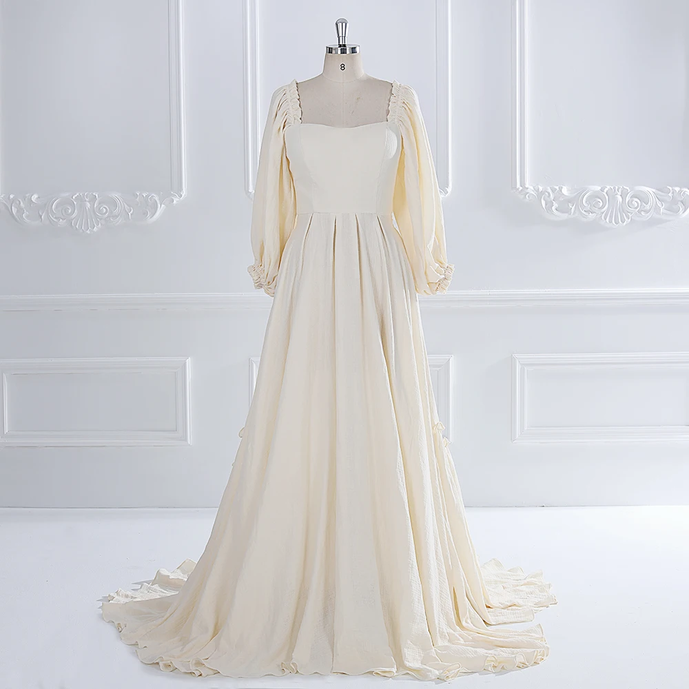 

Хлопковые платья с квадратным вырезом и длинными рукавами для беременных, с эластичной талией, для фотосессий, YW231072D