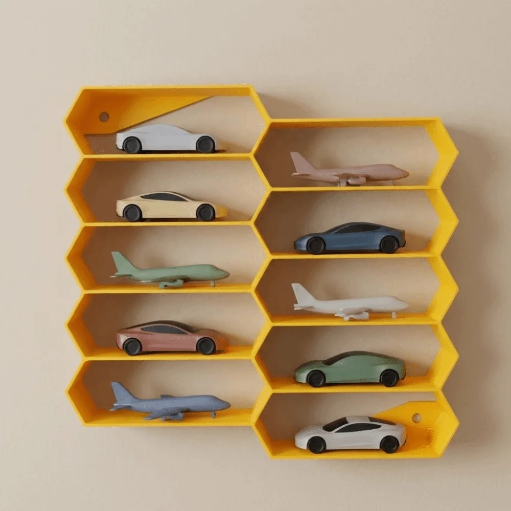 3D Printing Car Model Display Rack 10 Grids Creative Car Model Protective Case Save Space Wall-mounted Cars Model Storage Box