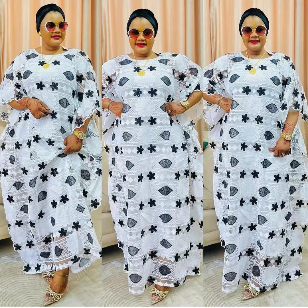 MAMA DA L79B African Clothing For Women Dashiki Stylish Loose Long Evening Maxi Dresses + Inside Skirt Free Size Bat Sleeve