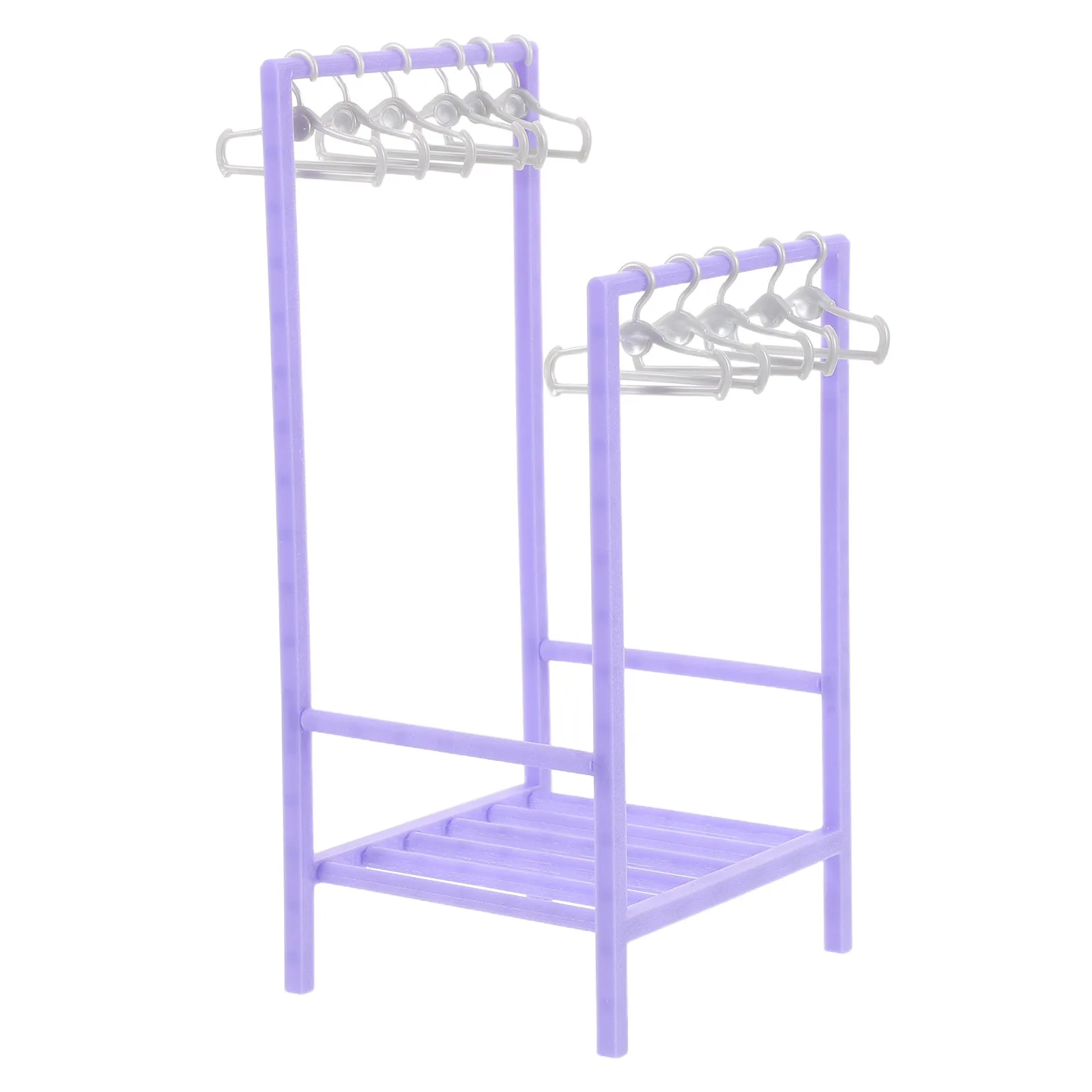 

1 Set Mini Clothes Rack Purple 30Cm Realistic Miniature Hangers Dollhouse Laundry Balcony Accessory Clothes Rack