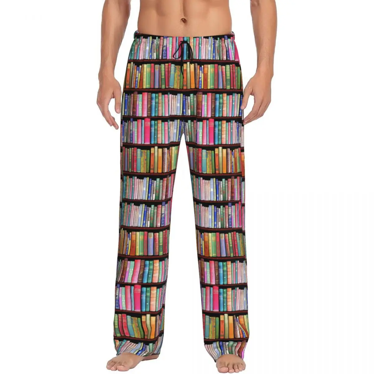 

Пользовательские антикварные пижамные штаны с книжной библиотекой, мужская одежда для сна, штаны для сна с карманами