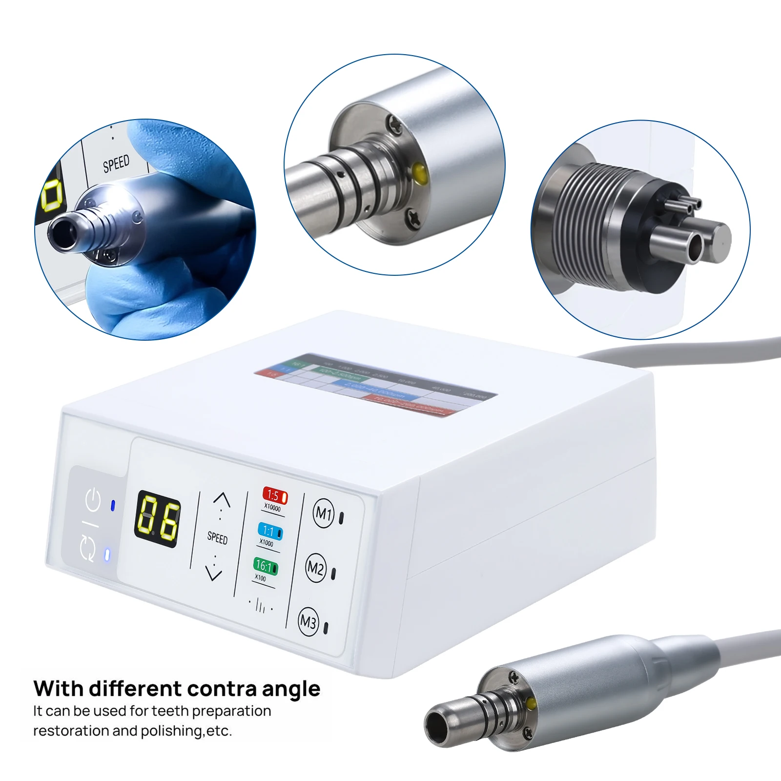 NSK Style Dental Electric Micro Motor LED Brushless 4Hole Fit 1:5 1:1 16:1  Contra Angle