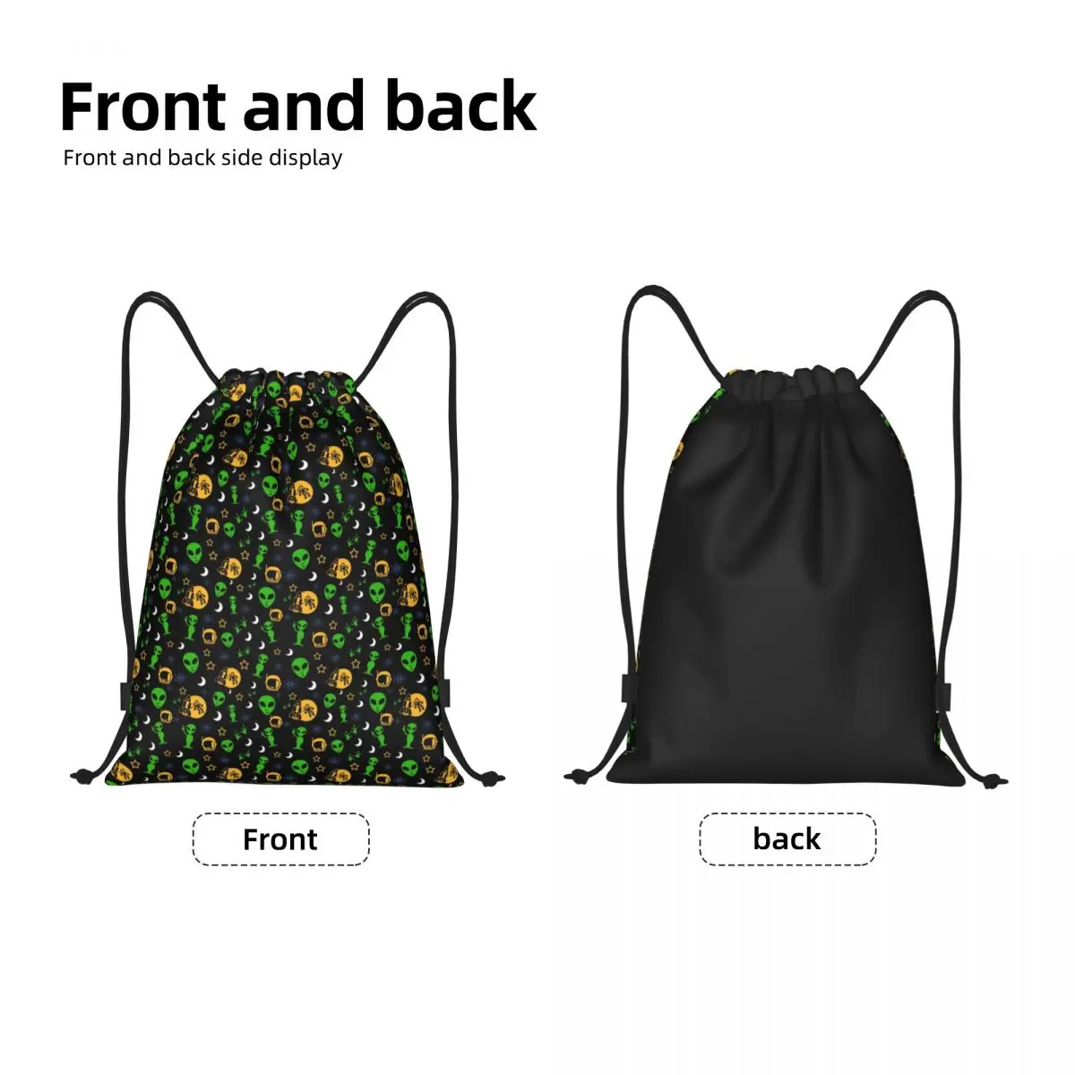 Custom Alien And UFO Space Star Pattern Drawstring Backpack Bags Men Women Lightweight Gym Sports Sackpack Sacks for Traveling