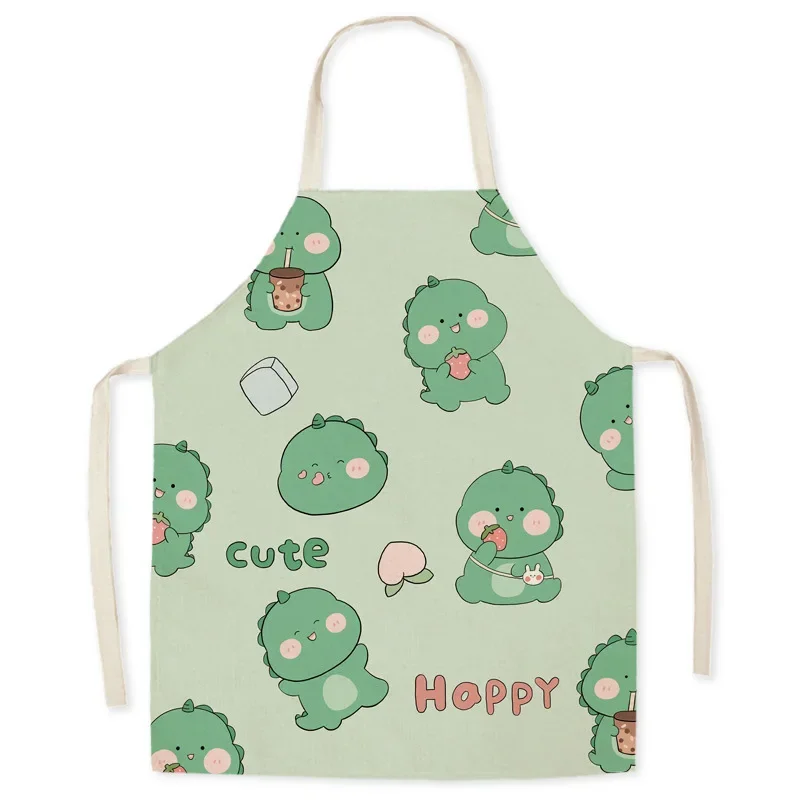 Cute Cartoon Fashion Barbecue Linen Aprons for Women Apron Kitchen Family Cooking Accessories Parent-child Wear Baking Tablier