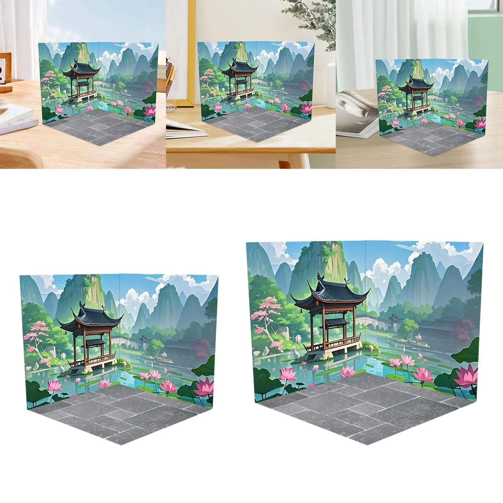 

Backdrop Scene Organizer Home Countertop DIY Supplies Diecast Car Decorative Collection Tabletop Showcase Craft Courtyard Model