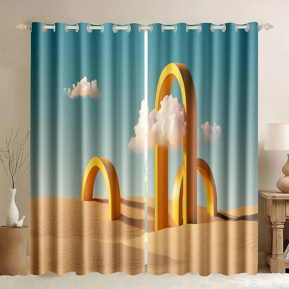 Colorful Round Halo Window Curtains,Creative Graphic Three-dimensional theme,3D Abstract Art DNA Helix Picture Blackout Curtain