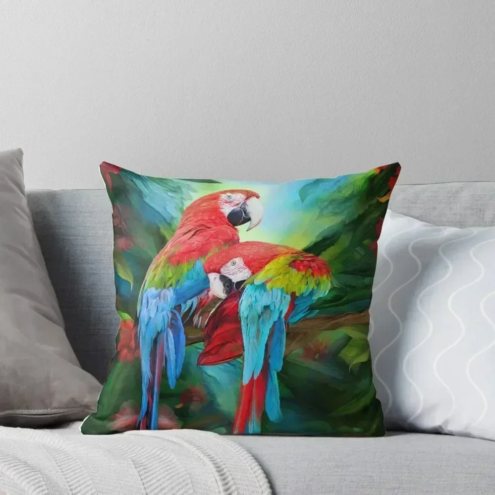 

Tropic Spirits - Macaws Throw Pillow ornamental pillows for living room christmas supplies luxury decor pillow