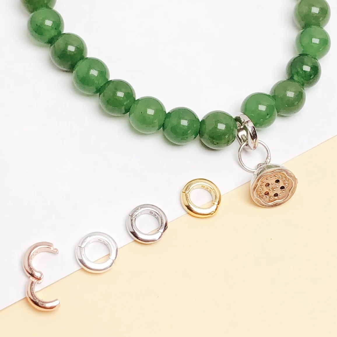 

Соединитель для ювелирных изделий из стерлингового серебра S925: круглая застежка-карабин с отверстием, синий кулон, коннектор для ожерелья и браслета, соединительная деталь с отверстиями спереди и сзади