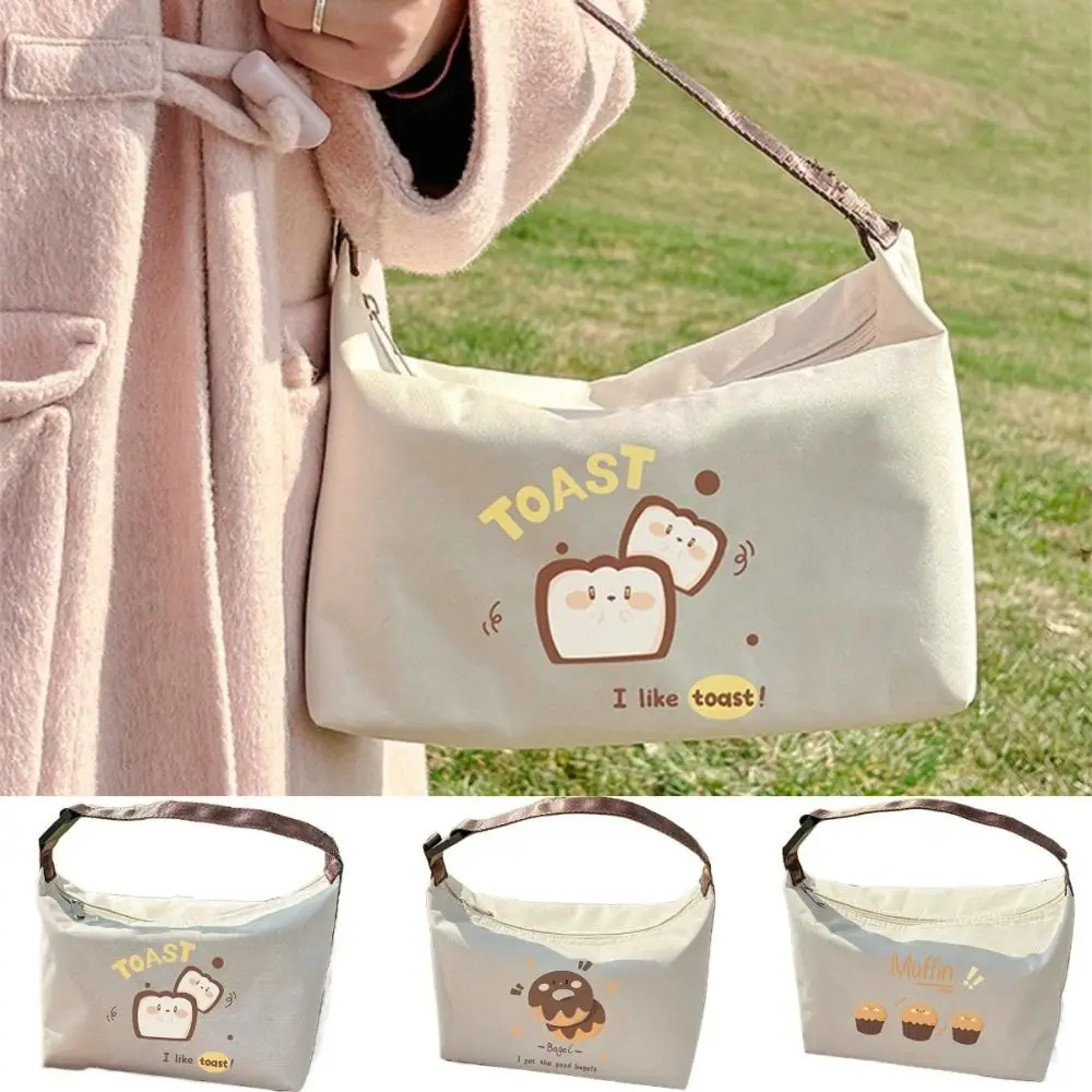 Bread Print Cartoon Thermal Bag Portable Waterproof Lunch-box Storage Bag Long-term Insulation Large Capacity