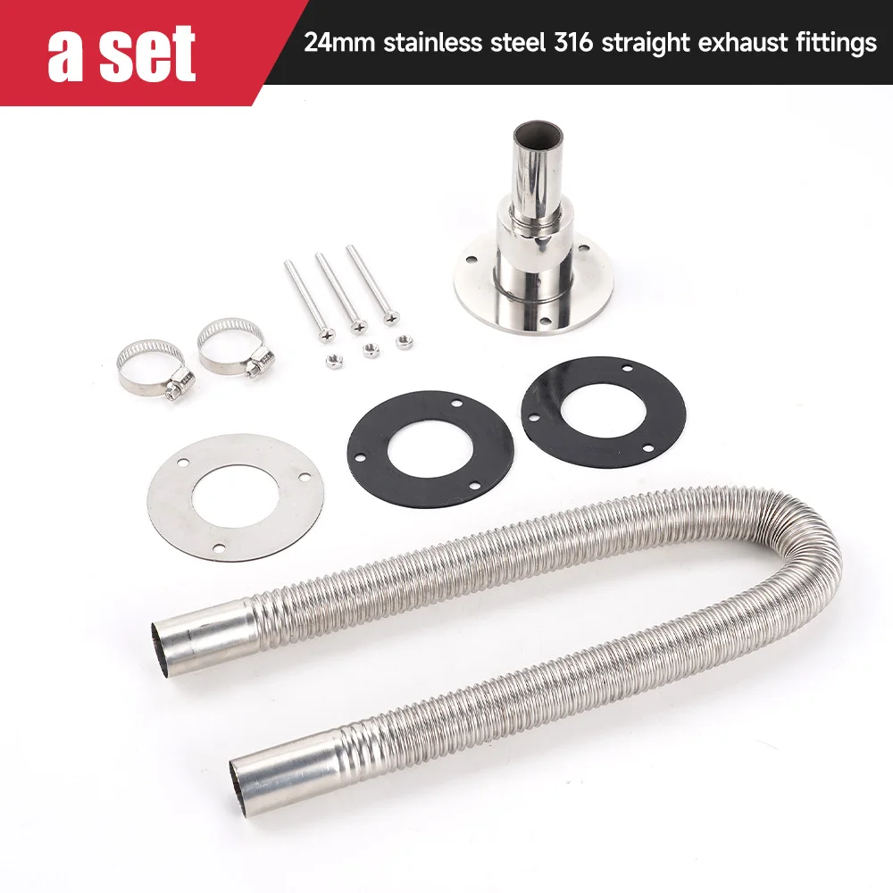 Выхлопная труба нагревателя, прямая головка/elbow, 24 мм, нержавеющая сталь 316, универсальная для выхлопной трубы воздушного дизельного нагревателя